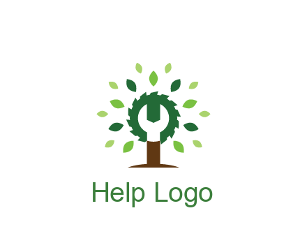 wood cutter with negative spacing of wrench engineering logo