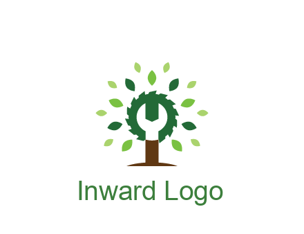 wood cutter with negative spacing of wrench engineering logo