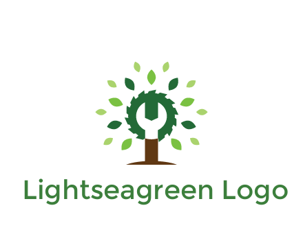 wood cutter with negative spacing of wrench engineering logo