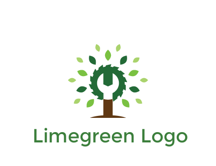 wood cutter with negative spacing of wrench engineering logo