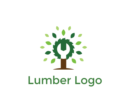 wood cutter with negative spacing of wrench engineering logo