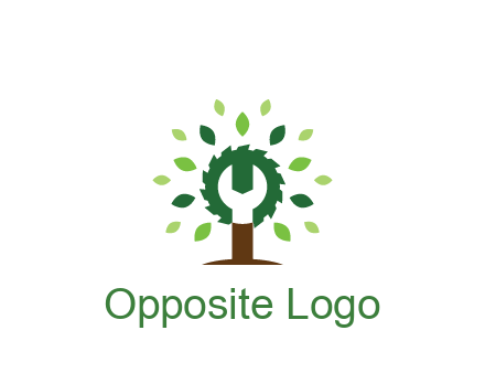 wood cutter with negative spacing of wrench engineering logo