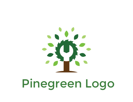 wood cutter with negative spacing of wrench engineering logo