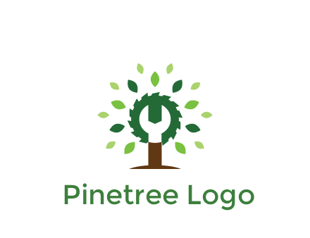 wood cutter with negative spacing of wrench engineering logo