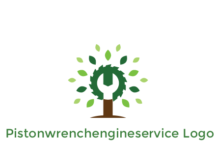 wood cutter with negative spacing of wrench engineering logo