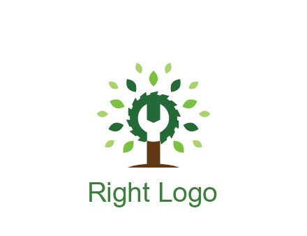 wood cutter with negative spacing of wrench engineering logo