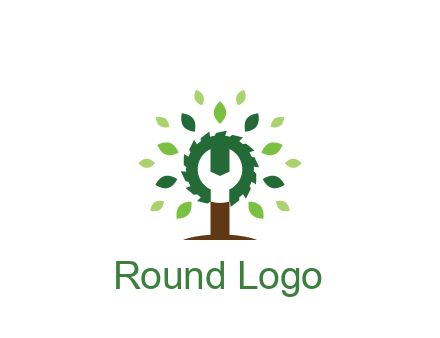wood cutter with negative spacing of wrench engineering logo