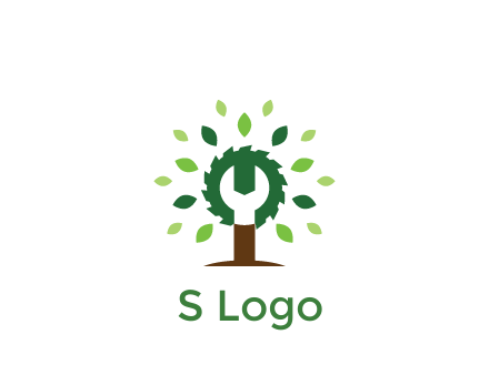 wood cutter with negative spacing of wrench engineering logo