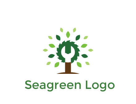 wood cutter with negative spacing of wrench engineering logo