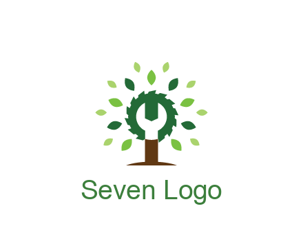 wood cutter with negative spacing of wrench engineering logo