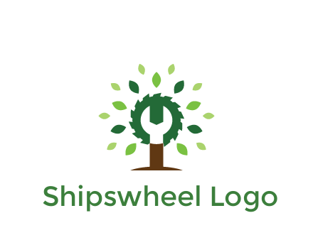 wood cutter with negative spacing of wrench engineering logo