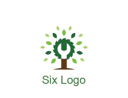 wood cutter with negative spacing of wrench engineering logo