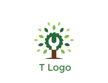 wood cutter with negative spacing of wrench engineering logo