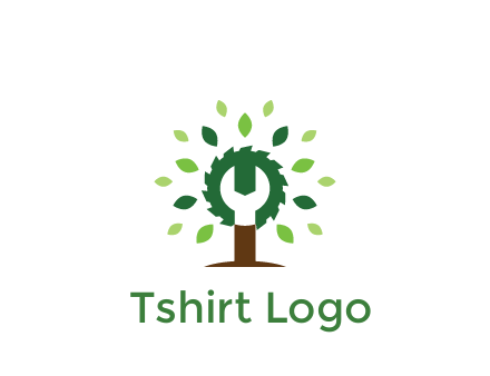 wood cutter with negative spacing of wrench engineering logo