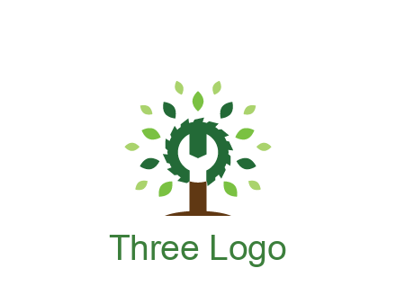 wood cutter with negative spacing of wrench engineering logo