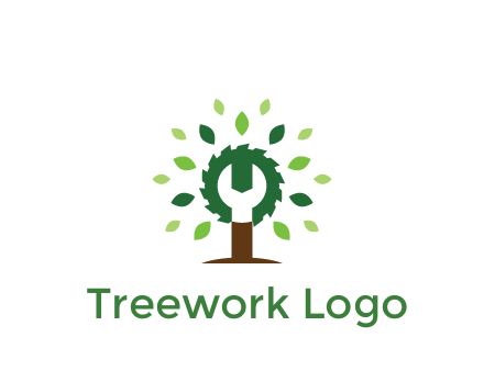 wood cutter with negative spacing of wrench engineering logo