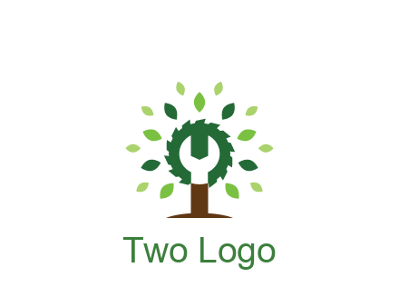 wood cutter with negative spacing of wrench engineering logo