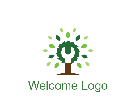 wood cutter with negative spacing of wrench engineering logo