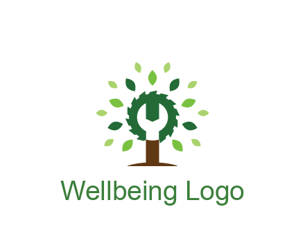 wood cutter with negative spacing of wrench engineering logo