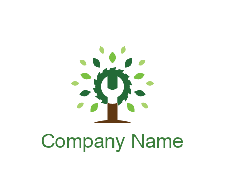 wood cutter with negative spacing of wrench engineering logo