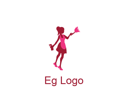 lady wearing apron holding brush cleaning logo