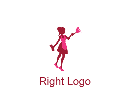 lady wearing apron holding brush cleaning logo
