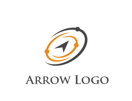 abstract compass arrow in network swooshes information technology logo