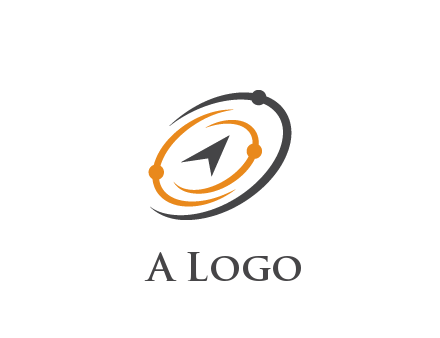 abstract compass arrow in network swooshes information technology logo
