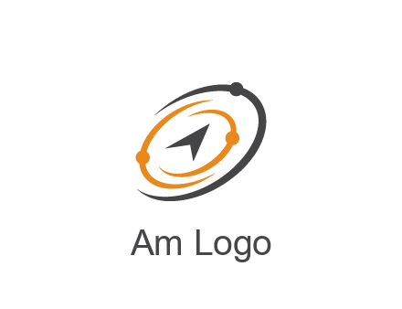 abstract compass arrow in network swooshes information technology logo
