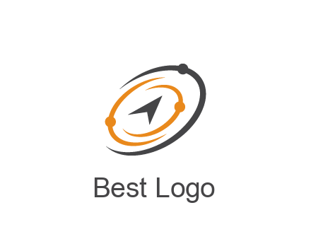 abstract compass arrow in network swooshes information technology logo