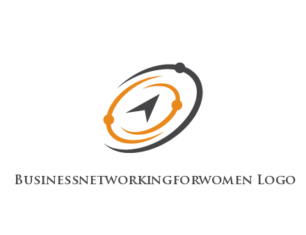 abstract compass arrow in network swooshes information technology logo
