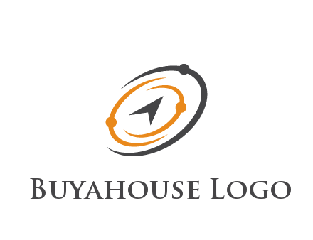 abstract compass arrow in network swooshes information technology logo