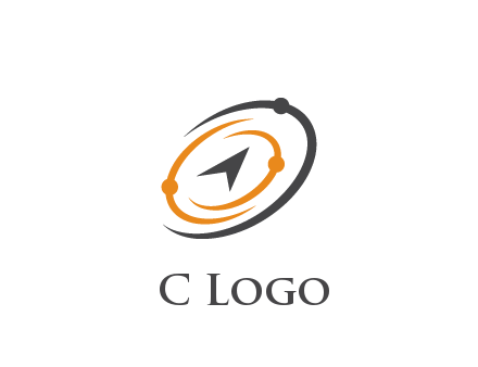 abstract compass arrow in network swooshes information technology logo