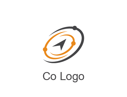 abstract compass arrow in network swooshes information technology logo