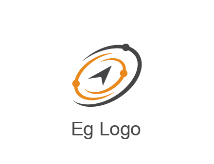 abstract compass arrow in network swooshes information technology logo