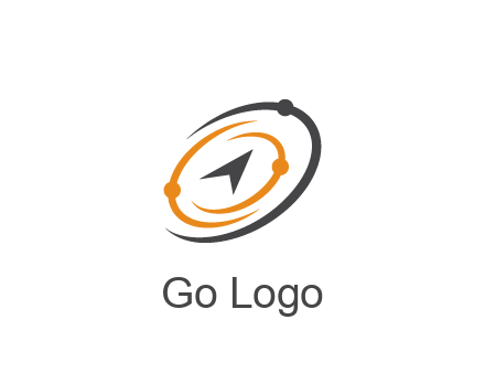 abstract compass arrow in network swooshes information technology logo