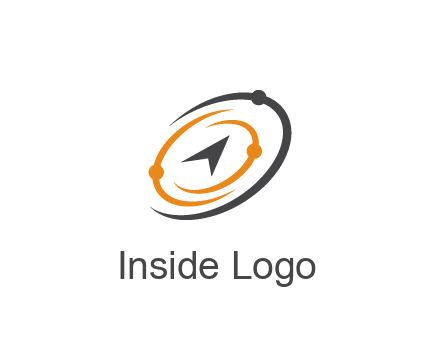 abstract compass arrow in network swooshes information technology logo