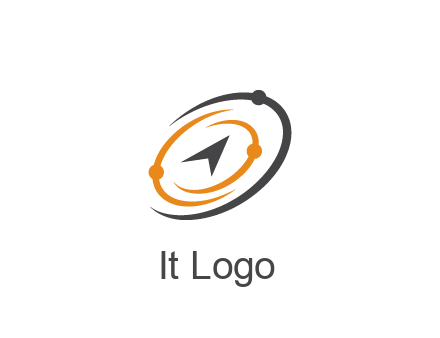 abstract compass arrow in network swooshes information technology logo