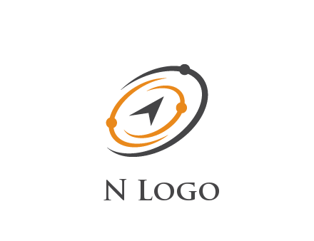 abstract compass arrow in network swooshes information technology logo