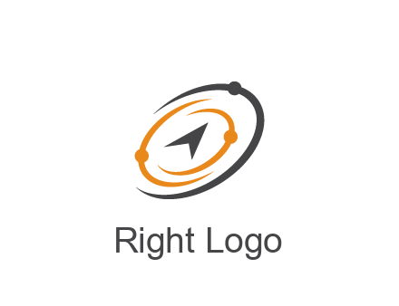 abstract compass arrow in network swooshes information technology logo