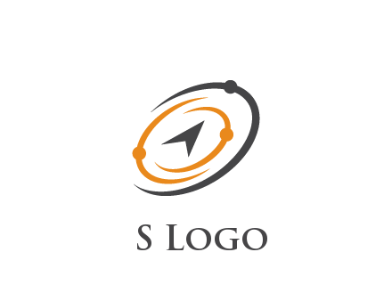 abstract compass arrow in network swooshes information technology logo