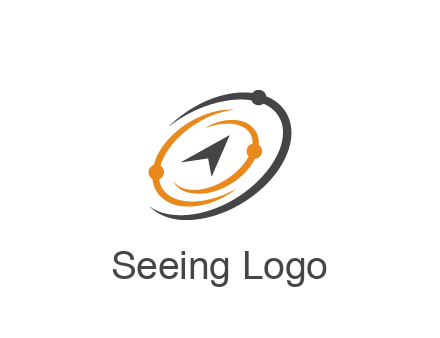 abstract compass arrow in network swooshes information technology logo