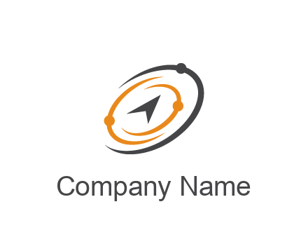 abstract compass arrow in network swooshes information technology logo
