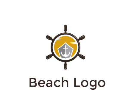 anchor in ship wheel travel logo