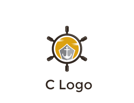 anchor in ship wheel travel logo