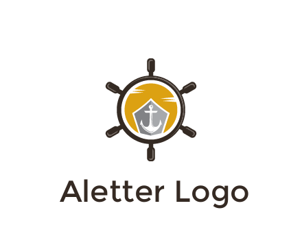 anchor in ship wheel travel logo