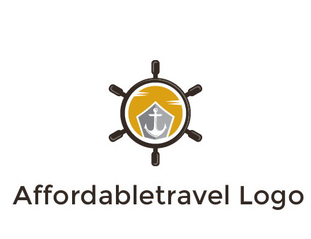 anchor in ship wheel travel logo