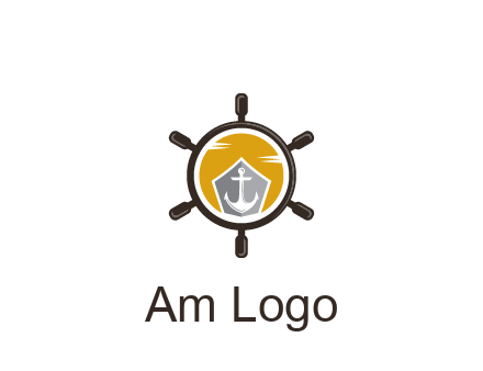 anchor in ship wheel travel logo