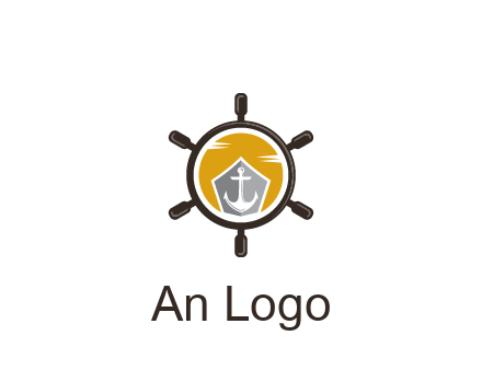 anchor in ship wheel travel logo