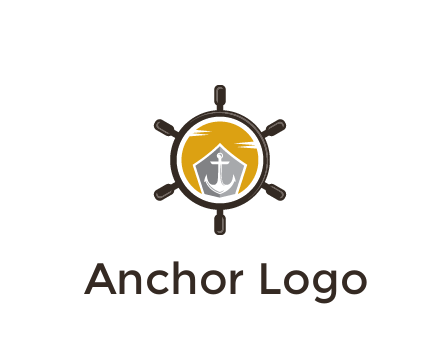 anchor in ship wheel travel logo